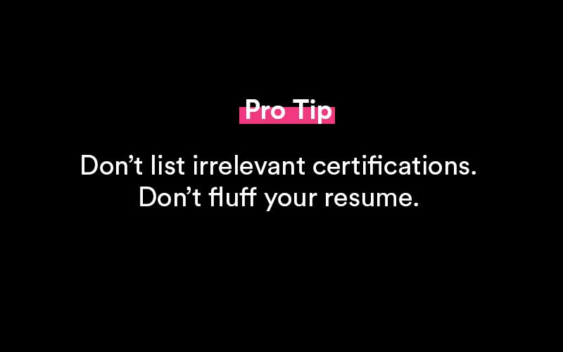 certifications on resume