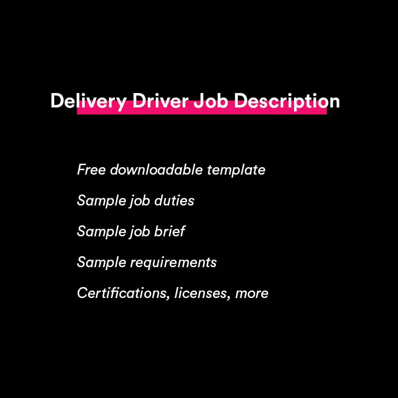 delivery driver job description