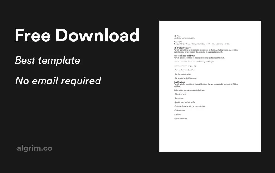 recruiter job decription free template and download