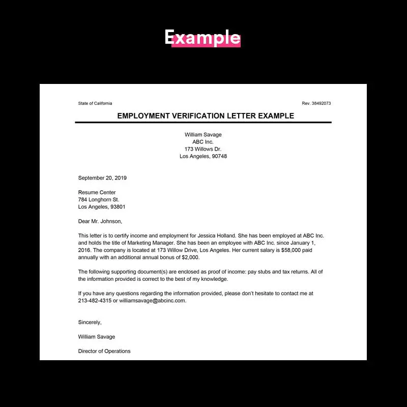 employment verification letter