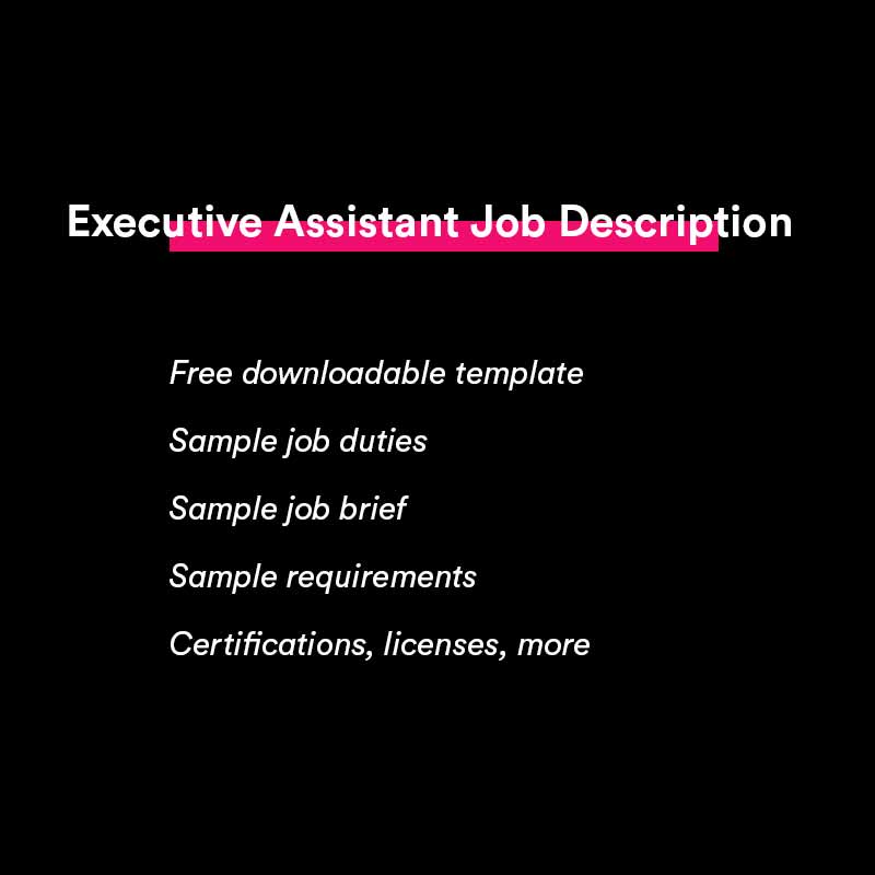 executive assistant job description template and sample