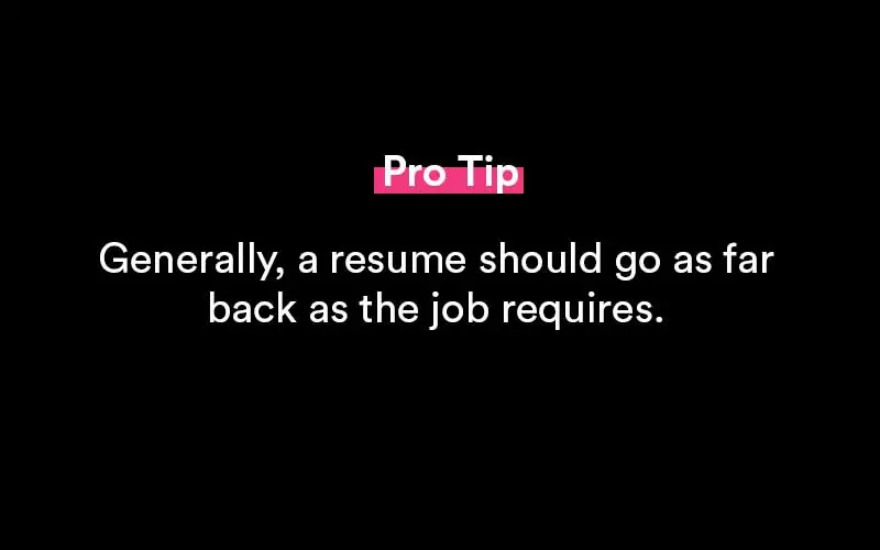how far back should a resume go