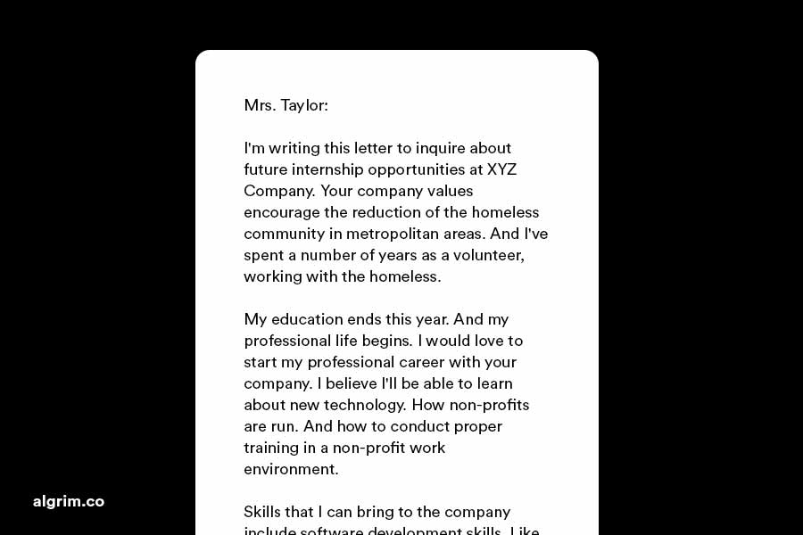 letter of interest example for an internship