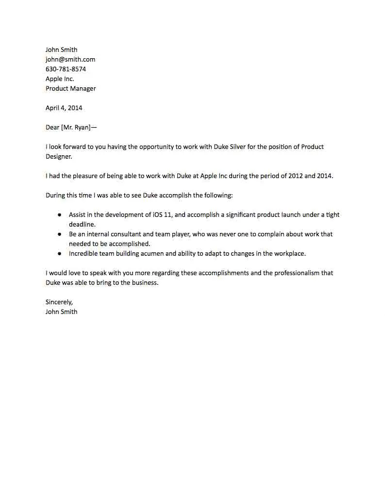 letter of recommendation for an intern