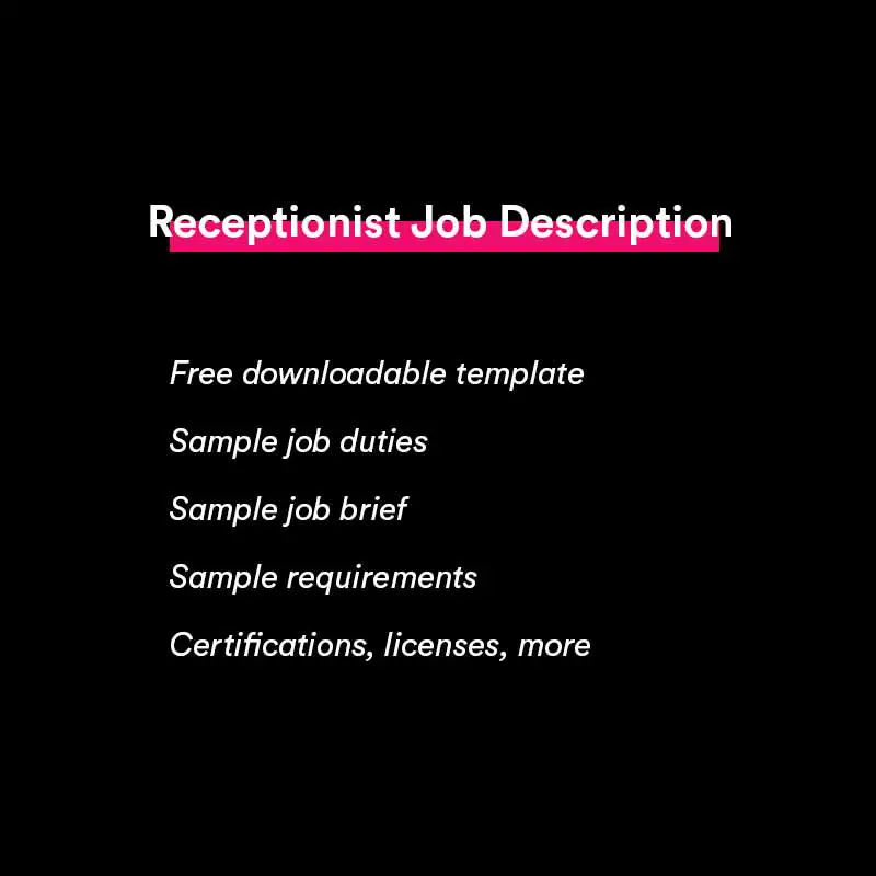 receptionist job description