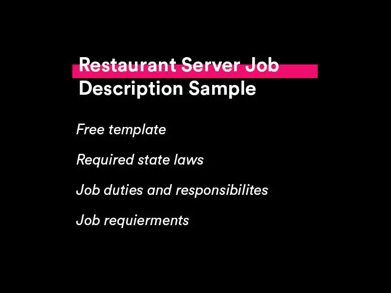 restaurant server job description template and sample