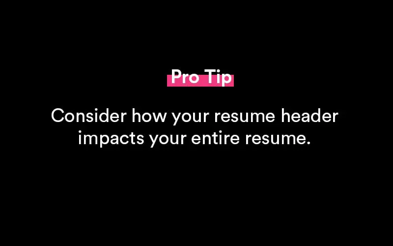 resume header