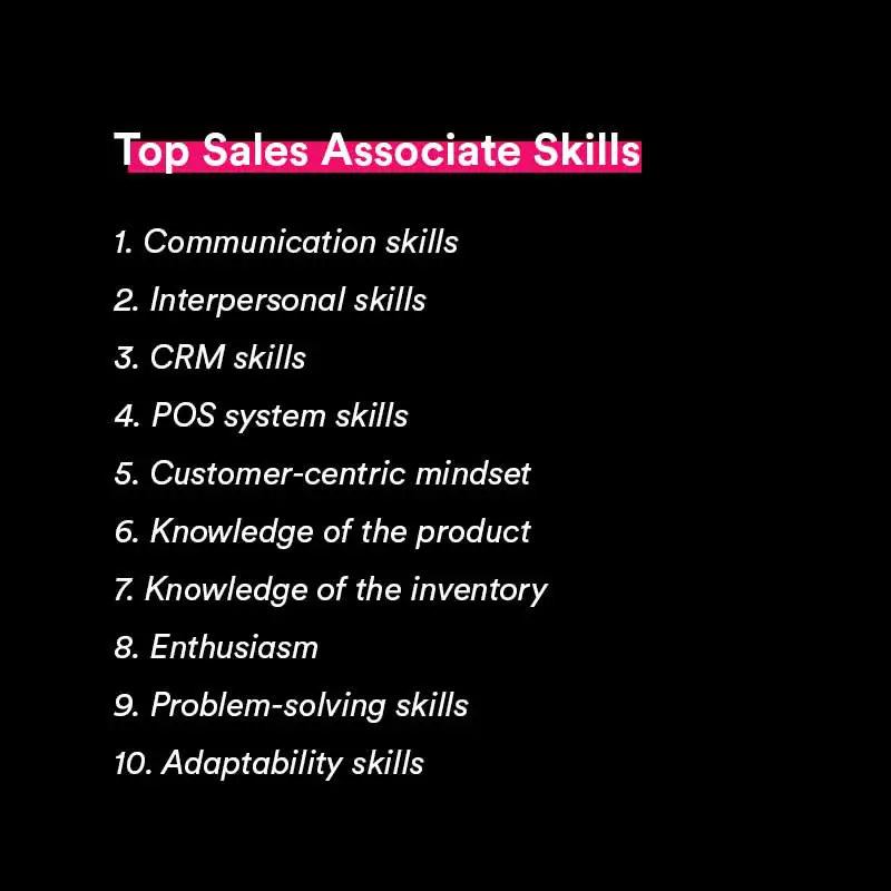 sales associate skills