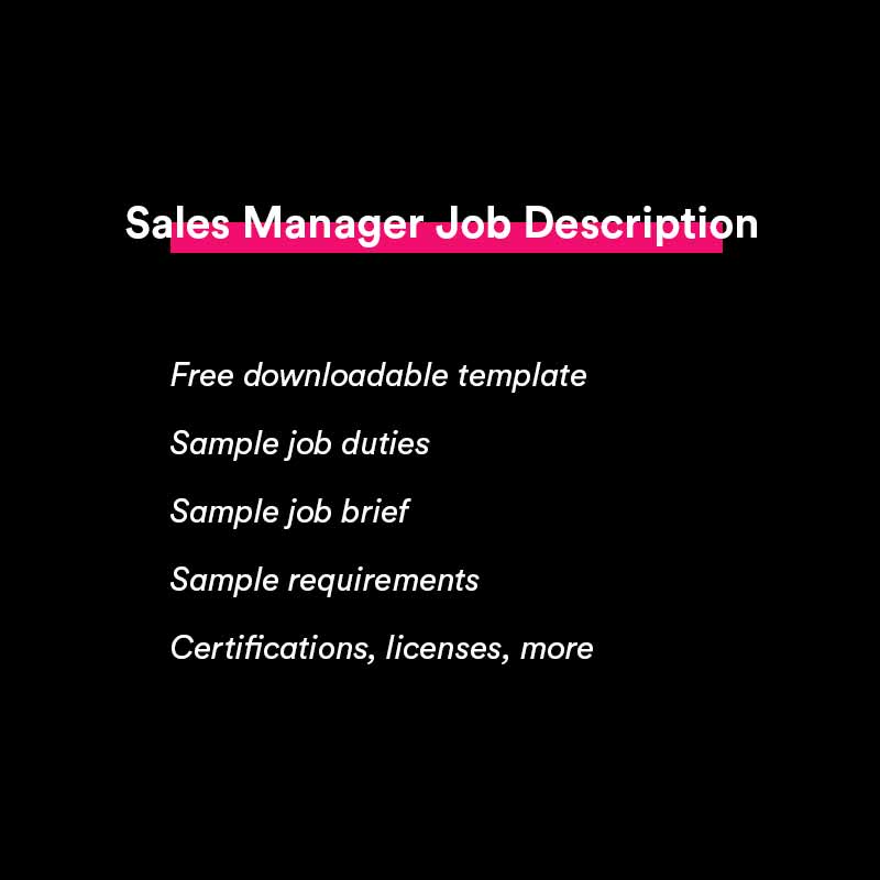 sales manager job description